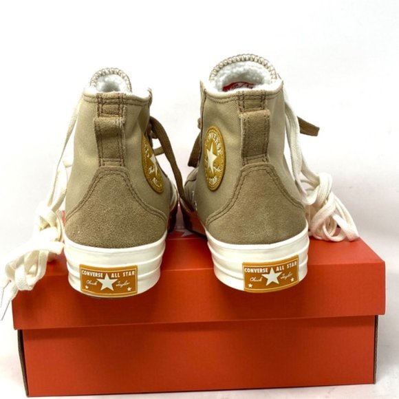 Converse Chuck 70 Sneakers High Casual Women Faux Fur Canvas Suede Khaki A04410C - Picture 7 of 11